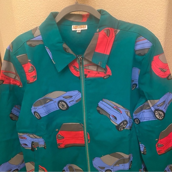 ADVISRY Multicolor Tesla Cars All Over Graphic Zipped Jacket Size Small-Unisex - Picture 3 of 8